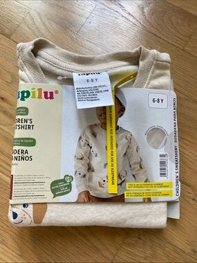 Lupilu 6-8 Y Cream/Tan Bear Print Kids Sweatshirt